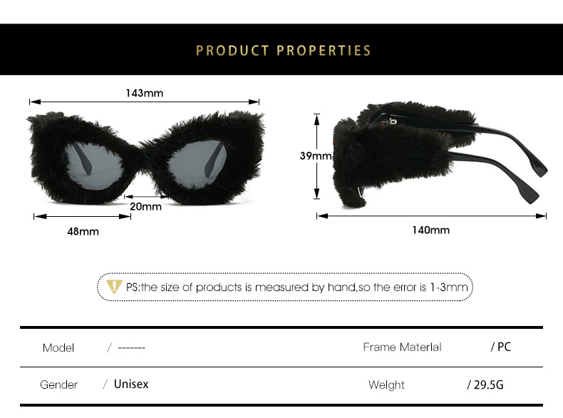 Cat Eye Plush Fuzzy Sunglasses (3)
