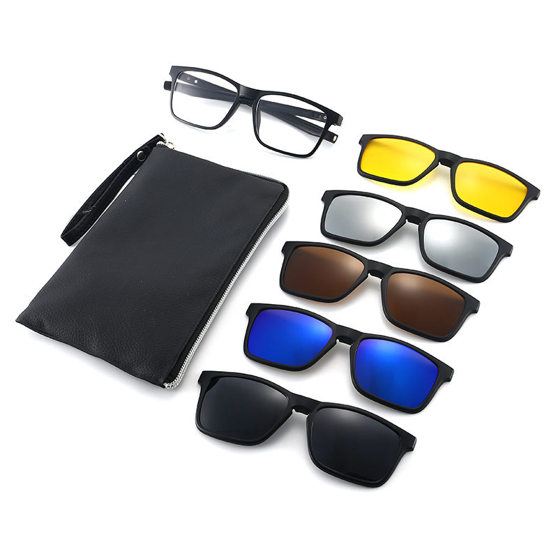 High reputation Oversized Fashion Sunglasses –  Polarized Rectangle Frame Clip on 5 in 1 Sunglasses  – D&L