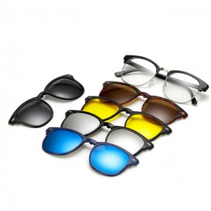 China Polarized Night Vision Oculos Half Rim Clip on 5 in 1 Sunglasses factory and manufacturers | D&L