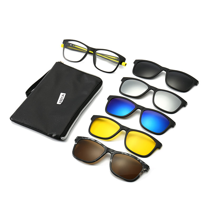 Hot sale Mens Square Sunglasses – TR90 Frame Clip on 5 in 1 Sunglasses With Silicone Straps – D&L