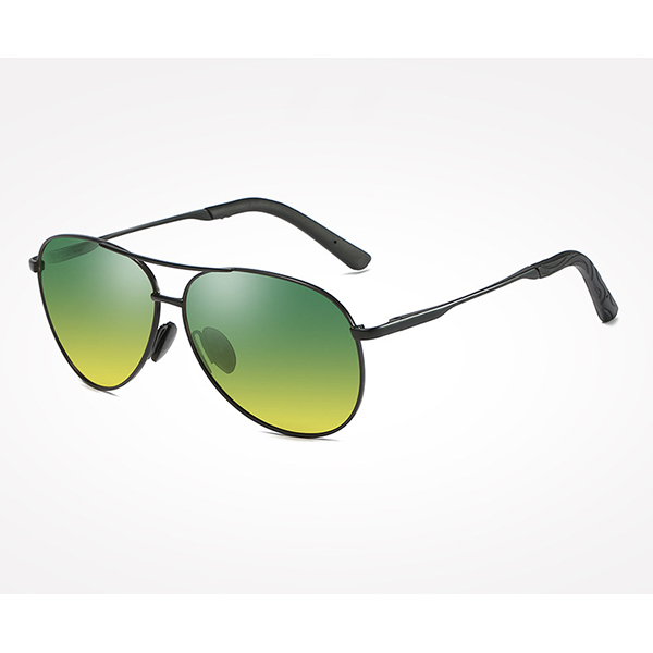 Stylish person wearing aviator-style driving sunglasses