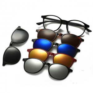 Wholesale Mens Clear Sunglasses – Round Clip on 5 in 1 Sunglasses – D&L