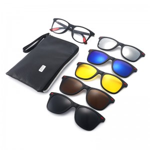 High definition Clip On Sunglasses Magnetic – DLC2317A TR90 Frame Square Clip on 5 in 1 Su...