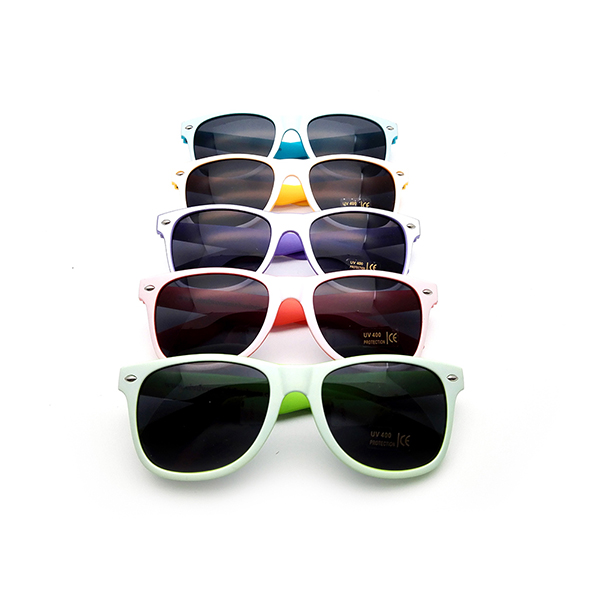 A promotional sunglass frame being flexed to show its durability