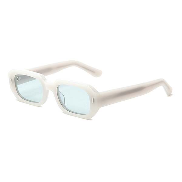 Macro shot of the classic rivet accents on the corner of the sunglasses