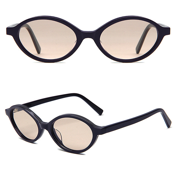 A pair of Acetate Frame & TAC Lens Elliptical Small-Frame Sunglasses on a minimalist background