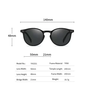 China New Fashion Polarized Sunglasses TR3331 | Retro Round Frame UV400 Protection for Men Women factory and manufacturers | D&L