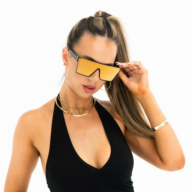 A collection of different sunglasses styles like aviator, cat-eye, and wayfarer