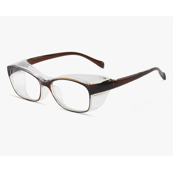 Close-up of the durable all-in-one polycarbonate frame and lens of the multi-function glasses