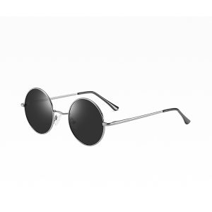 Classic Polarized Sunglasses for Men – Vintage Round Metal Frame & Multi-Color Flash Lenses ...