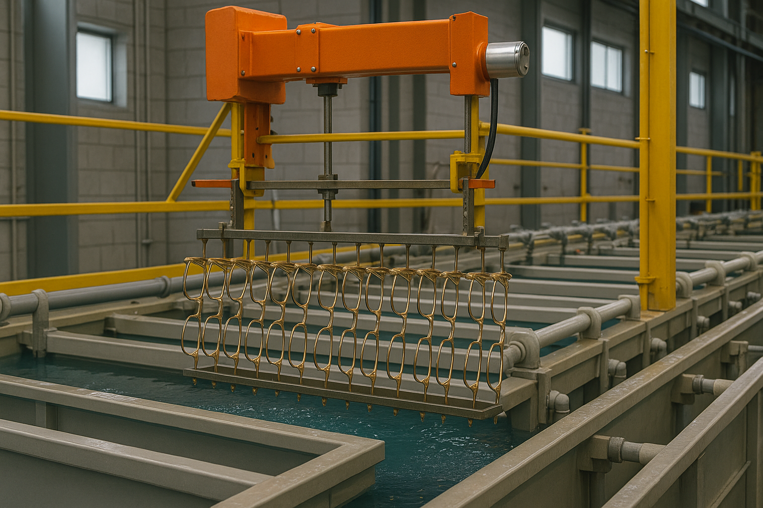 Electroplating line for metal frames