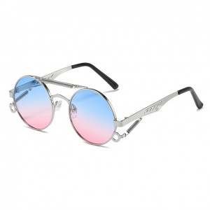 China Retro Round Steampunk Sunglasses Circle Metal Hippie For Women Men factory and manufacturers | D&L