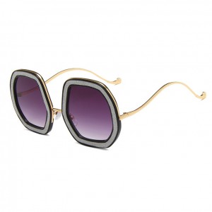 Women Round Irregular Geometric Glitter Fashion Sunglasses