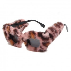 China Women Plush Cat Eye Sunglasses Furry Punk Soft Velvet Party Eyewear factory and manufacturers | D&L
