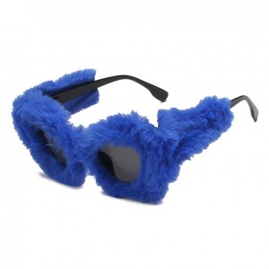 China Women Plush Cat Eye Sunglasses Furry Punk Soft Velvet Party Eyewear factory and manufacturers | D&L