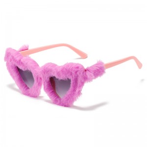 Heart Shaped Plush Sunglasses Pink Velvet Cute Furry Cosplay Party Eyewear