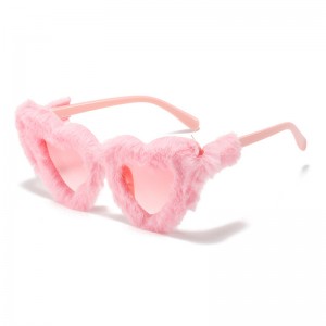 China Heart Shaped Plush Sunglasses Pink Velvet Cute Furry Cosplay Party Eyewear factory and manufacturers | D&L
