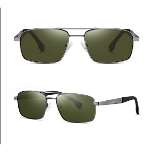Men’s Polarized Sunglasses – Square Frame Metal Design with TAC Polarized Lenses for Street Style...
