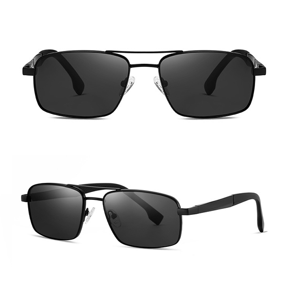 Men's square frame metal polarized sunglasses