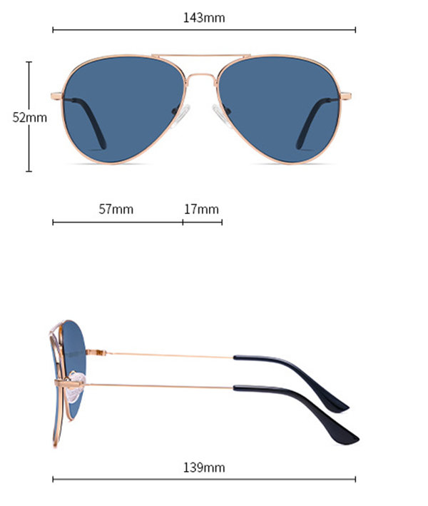 Man and woman wearing the same style of unisex sunglasses
