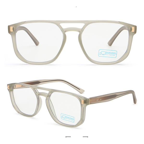 Man and woman wearing unisex glasses