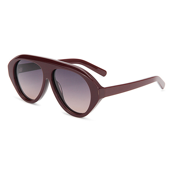 A collage of different women with various face shapes wearing the aviator sunglasses