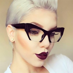 China Cat eye prescription red anti blue light glasses half frame reading eyeglasses factory and manufacturers | D&L