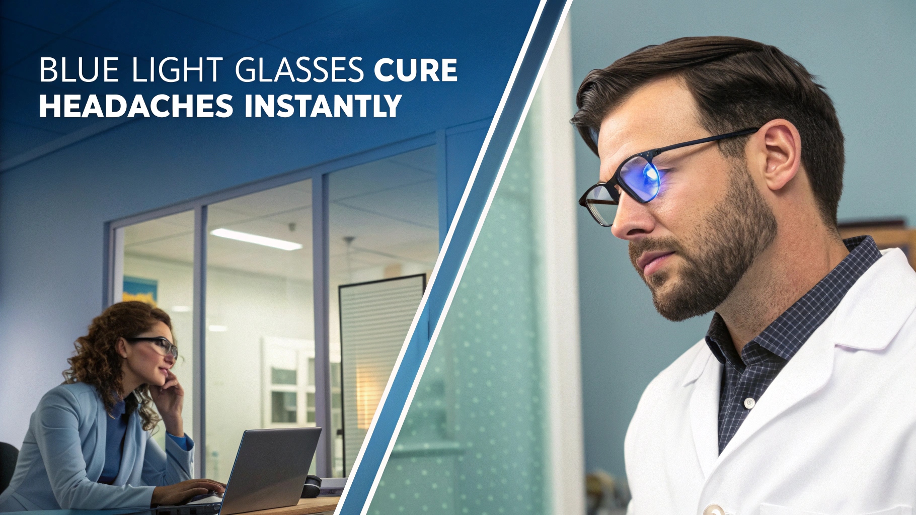 Person sleeping better with blue light glasses