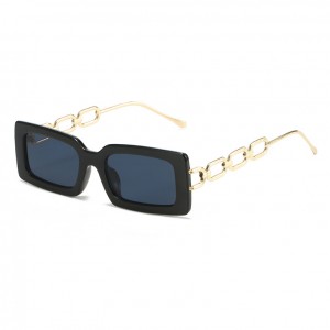 China Retro Metal Punk Small Rectangular Chain Leg Sunglasses for Unisex factory and manufacturers | D&L