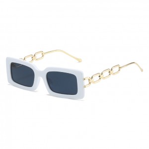 China Retro Metal Punk Small Rectangular Chain Leg Sunglasses for Unisex factory and manufacturers | D&L