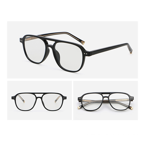 Retro Double Bridge Eyeglass Frames on a neutral background